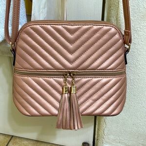 Rose gold metallic crossbody bag